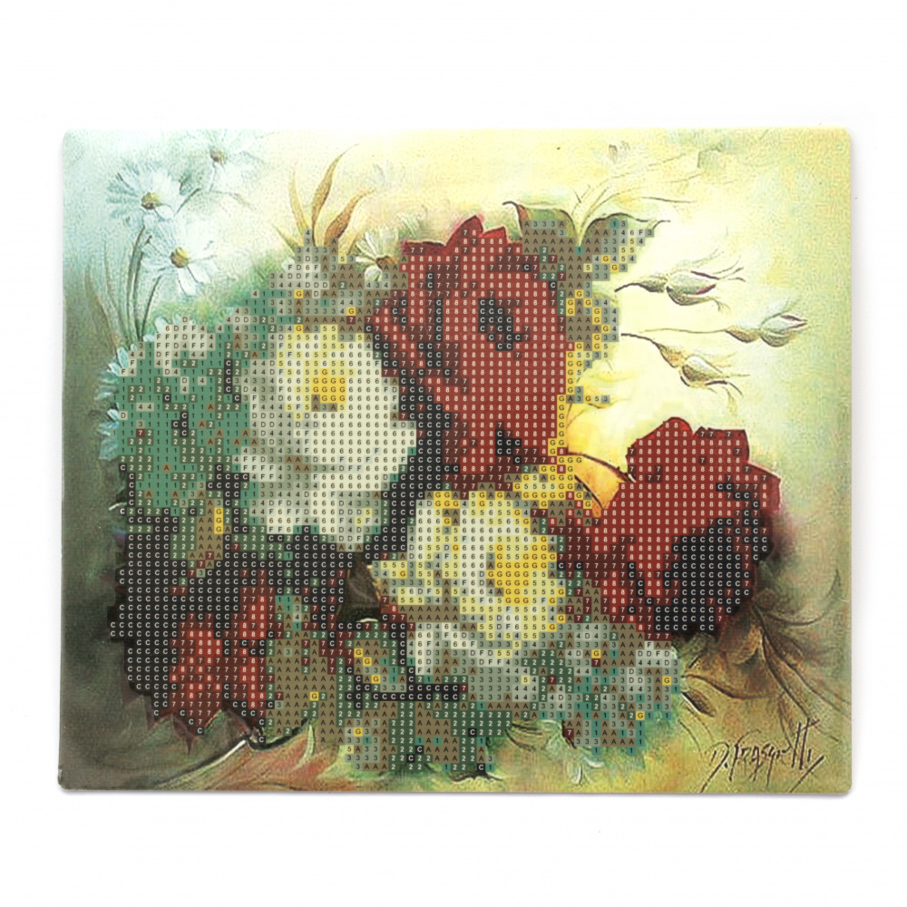 Πίνακας με ψηφίδες (στρόγγυλες)  21x25 cm μερική κόλληση - Lovely roses YSA0637