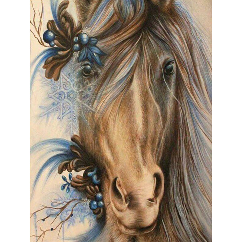 Πίνακας με ψηφίδες (στρόγγυλες) 21x25 cm μερική κόλληση - Παραμυθένιο άλογο YSA0324