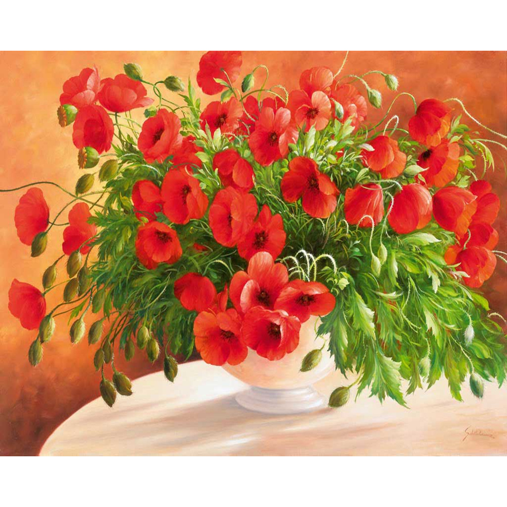 Diamond Painting Kit with Round Stones / 21x25 cm / Partial Drill - Poppies for Mood, YSA0055