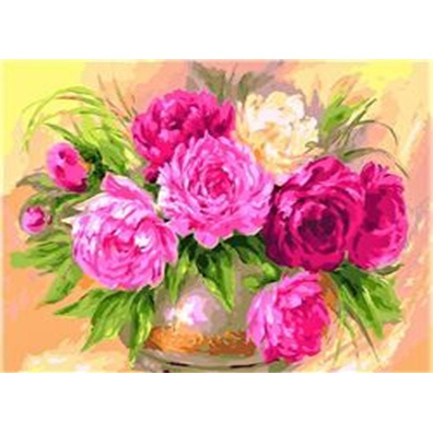 Diamond Painting Kit with Round Stones / 21x25 cm / Partial Drill - Beautiful Bouquet of Peonies,  YSA0103
