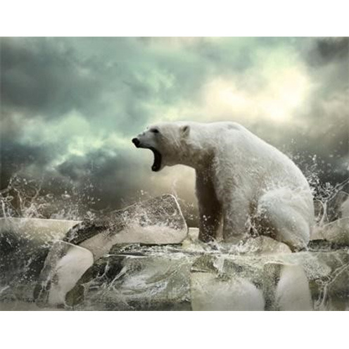 Πίνακας με ψηφίδες (στρόγγυλες) 30x40cm πλήρης κόλληση κ τύπου κορνίζα - Η λευκή αρκούδα YSG7091