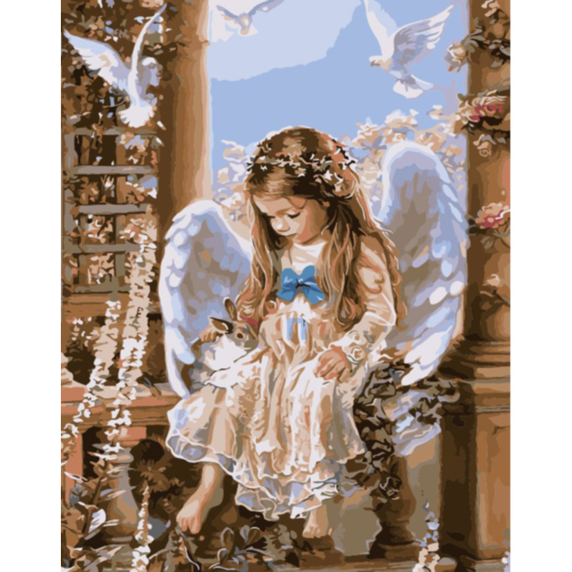 Σετ ζωγραφικής με αριθμούς 30x40 cm - κοριτσάκι με φτερά αγγέλου Ms8524