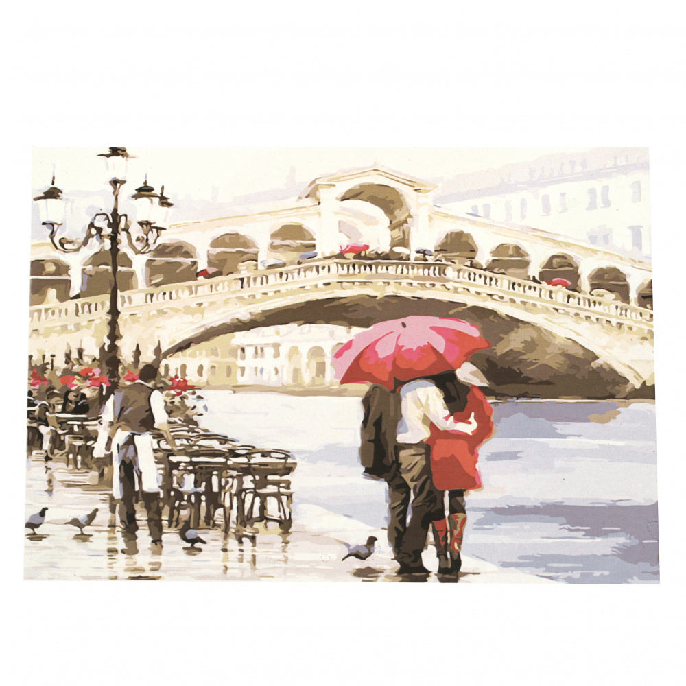 Комплект рисуване по номера 40x50 см -Влюбени в дъжда Ms7231