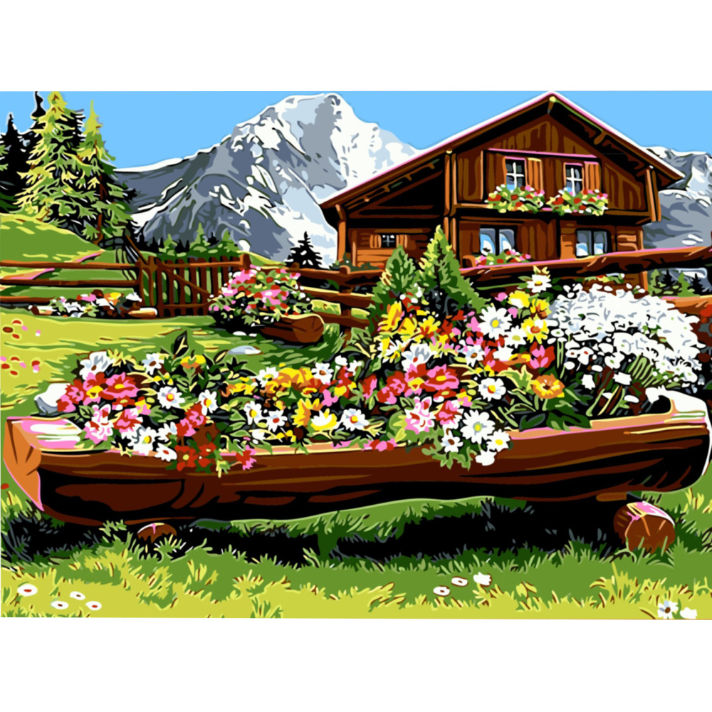 Paint by Numbers Kit, 40x50 cm - Mountain Cottage Ms7364