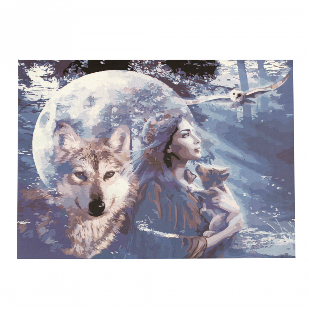 Комплект рисуване по номера 40x50 см -Господарката на вълците Ms7442