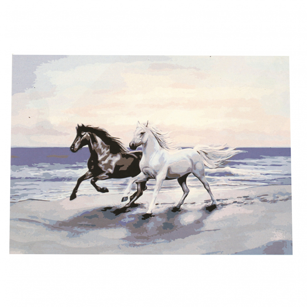 Σετ ζωγραφικής με αριθμούς 40x50 cm - Horses by the shore Ms7577