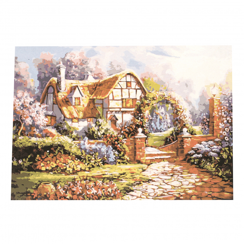 Комплект рисуване по номера 40x50 см - Къщата на цветарката Ms7660