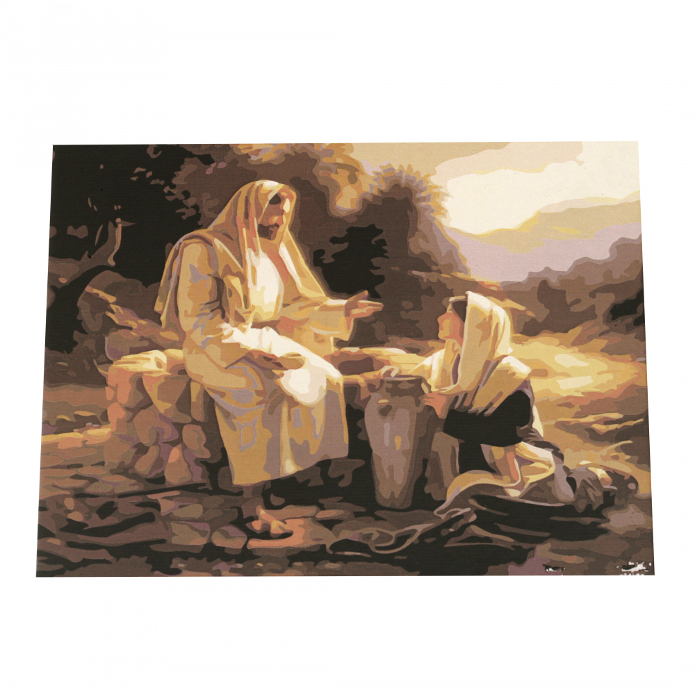 Комплект рисуване по номера 40x50 см - Исус със самарянката Ms8192
