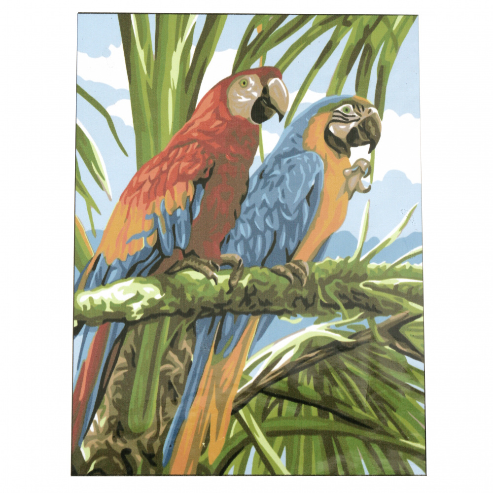 Комплект рисуване по номера 40x50 см - Цветни папагали Ms9196