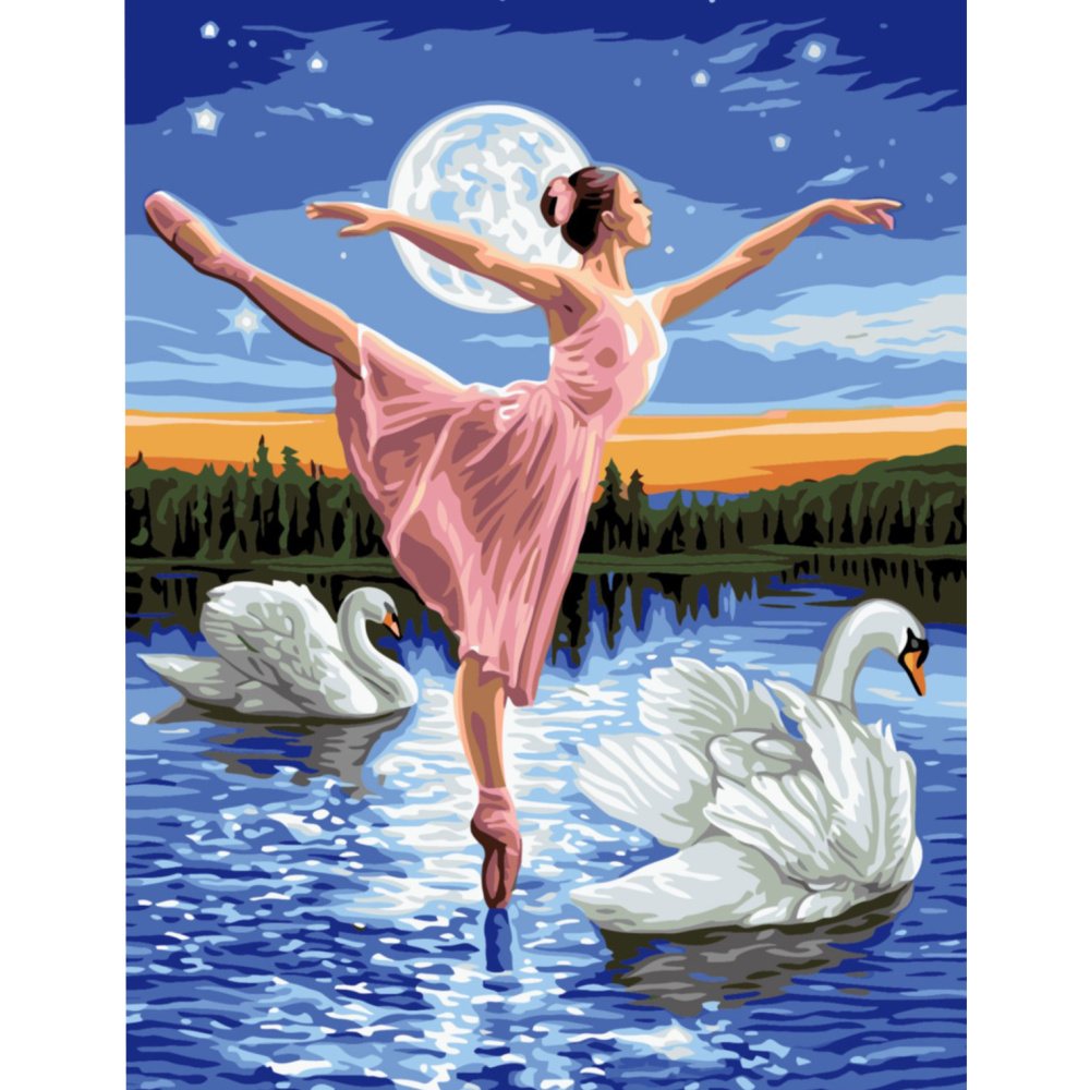 Paint by Numbers Kit, 40x50 cm - Swan Lake Ms9225