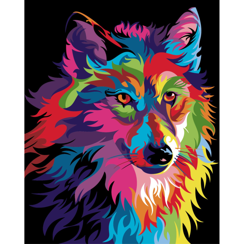 Paint by Numbers Kit, 40x50 cm - Rainbow Wolf Ms9261