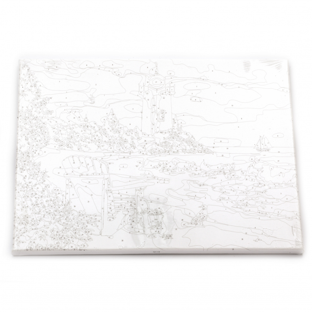 Комплект рисуване по номера 30x40 см - Белият фар Q118