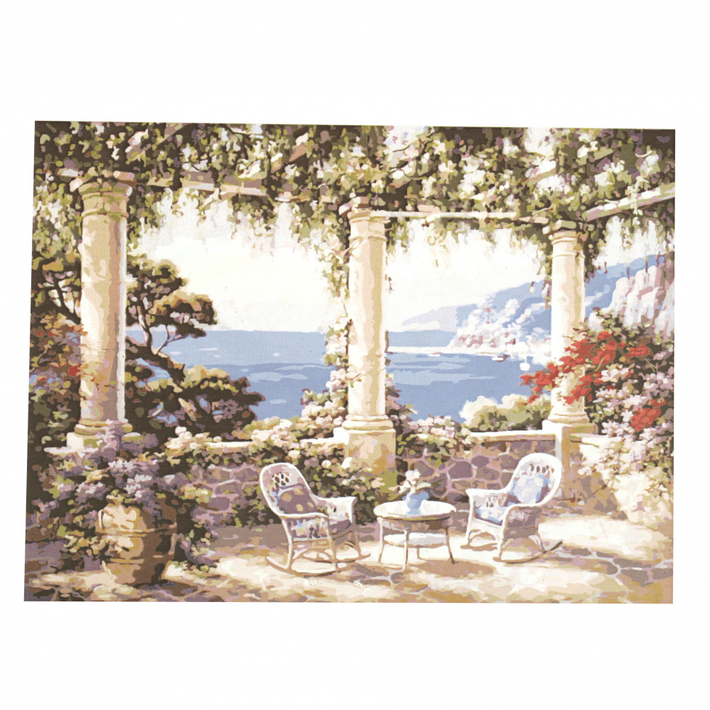 Комплект рисуване по номера 30x40 см - Цветен балкон Q012