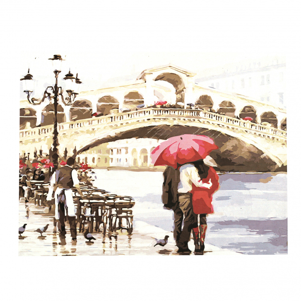 Комплект рисуване по номера 30x40 см - Влюбени в дъжда MS7231