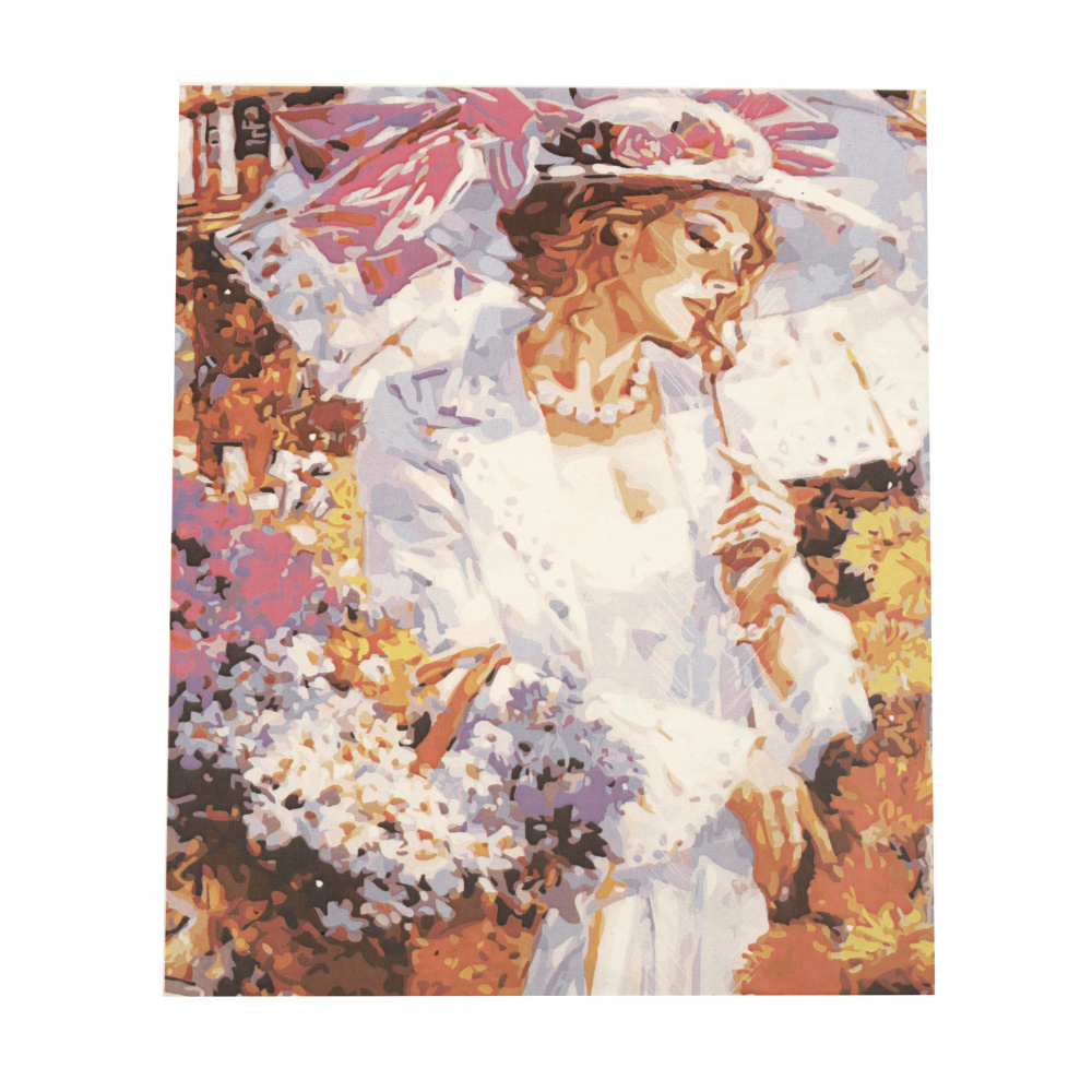 Set tablou cu numere 40x50 cm - Doamna cu flori MS9681