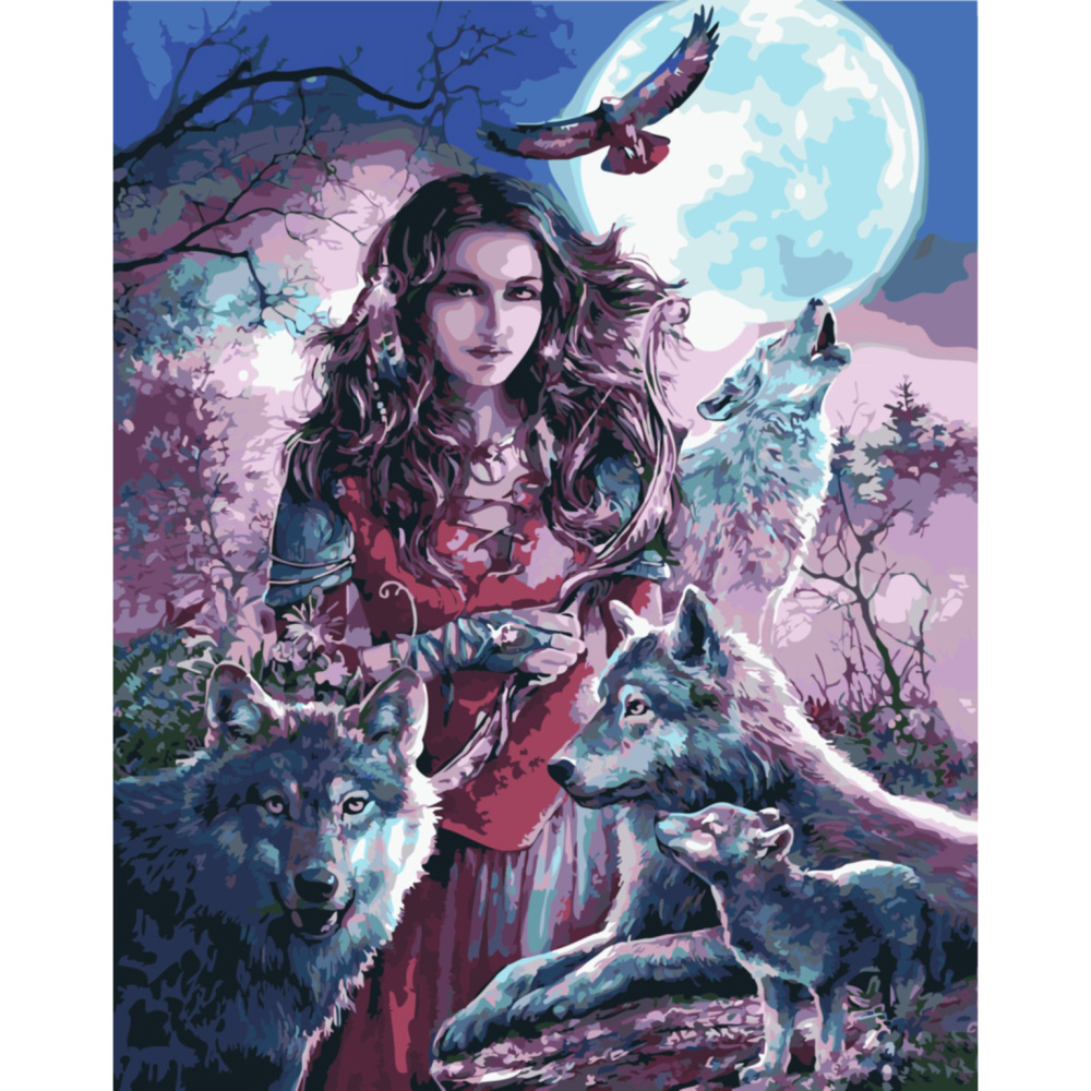 Paint by Numbers Kit, 30x40 cm - The Mistress of Wolves Ms7441