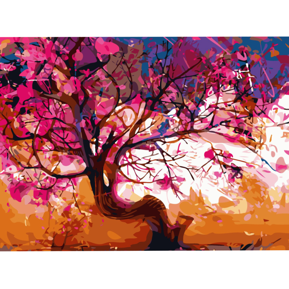 Σετ ζωγραφικής με αριθμούς  40x50 cm - Ροζ δέντρο MS9790
