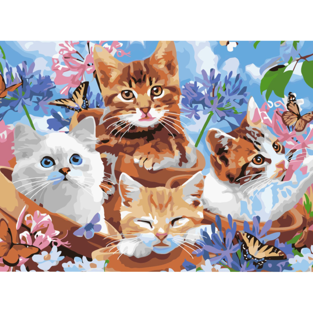 Paint by Number Kit / 40x50 cm - Kittens in Pots, BFB0317