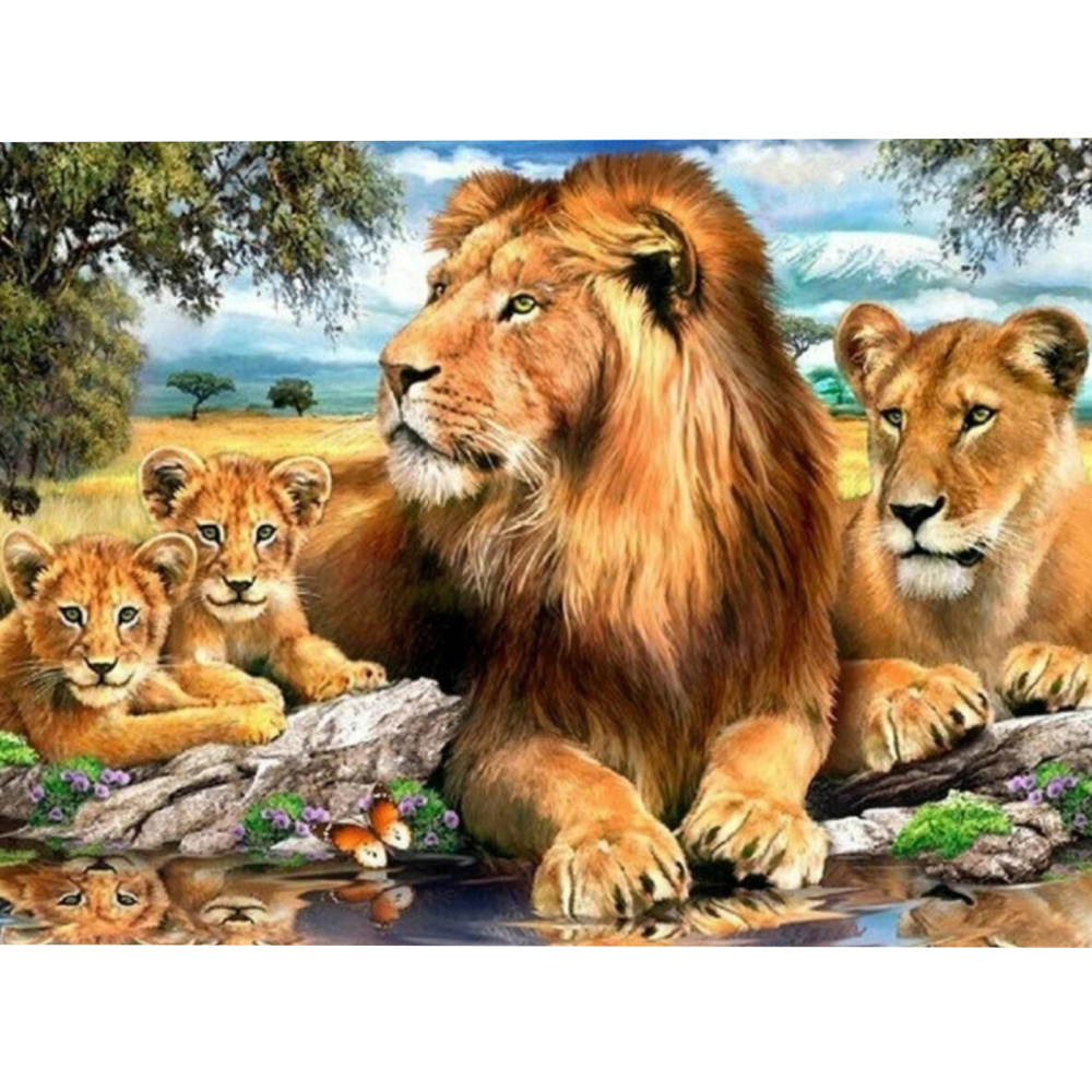 Paint by Number Kit, 40x50 cm - Lions by the River, BFB1213