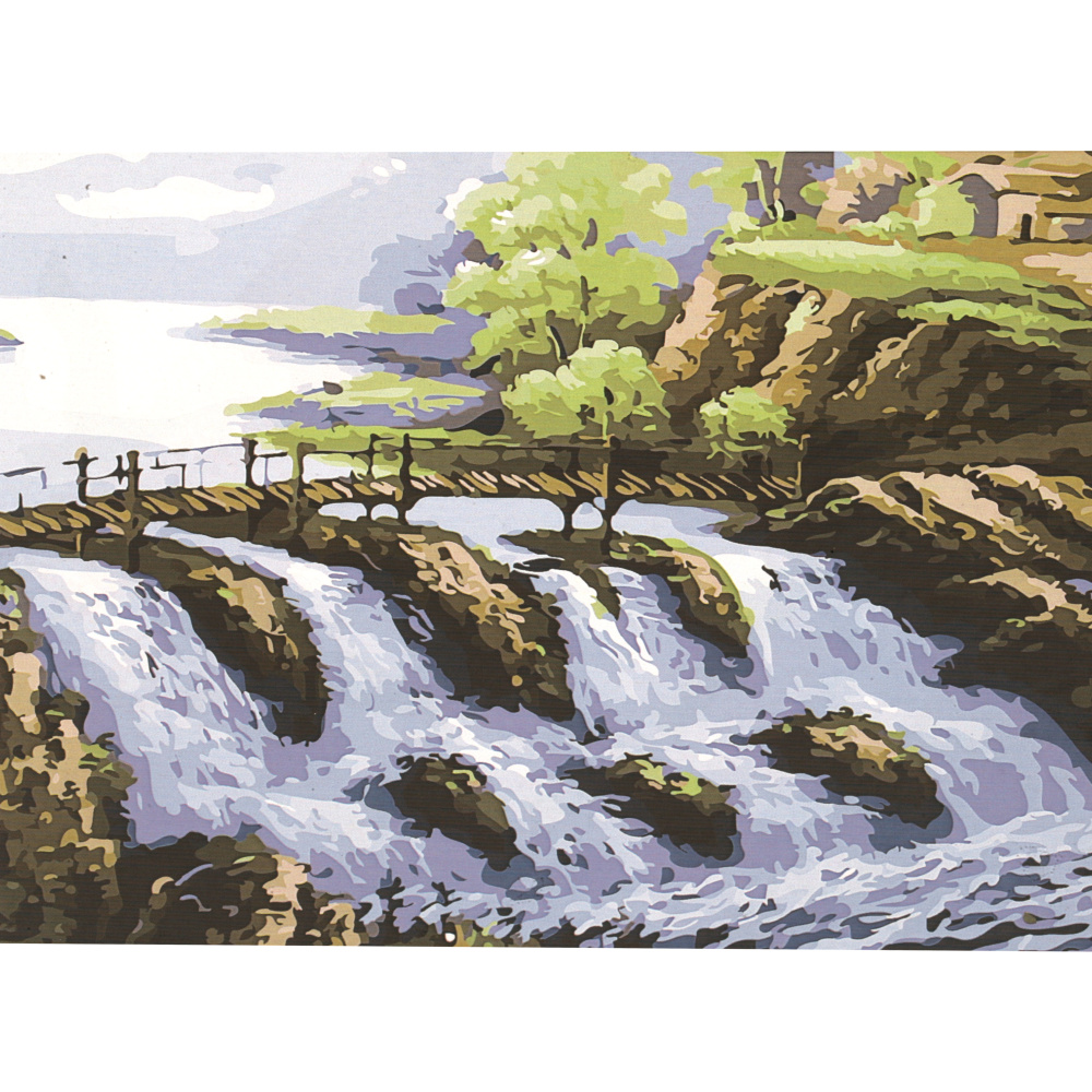 Paint by Numbers Kit, 40x50 cm, for DIY Acrylic Painting - Wonderful waterfalls, Q1868