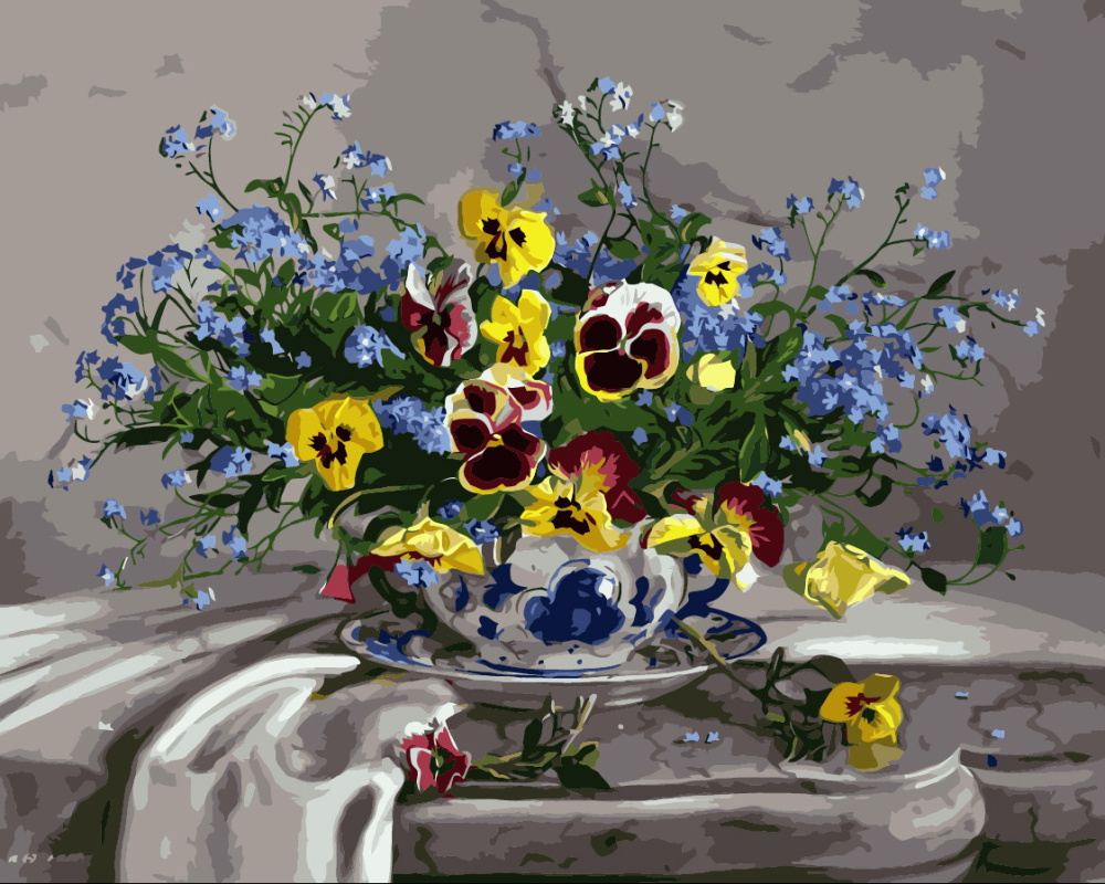 DIY Paint By Numbers Kit "With Pansy Fragrance", Size: 30x40 cm, Acrylic painting set for beginners / MS8424