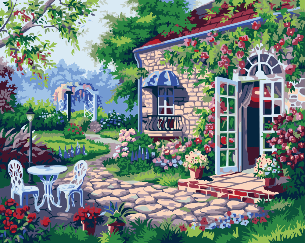 "Summer Garden" DIY Paint By Number Kit, Size: 30x40 cm, Acrylic Painting By Numbers Set with Canvas, for Adults and Teenagers / MS8553