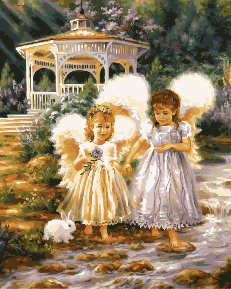 DIY Paint By Number Kit, "Angel Friendship", Size: 30x40 cm, Acrylic Painting By Numbers Set with Canvas, for Adults and Teenagers / MS8956