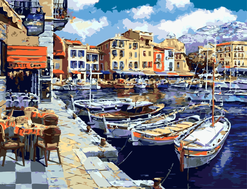 Paint By Numbers Set, DIY Acrylic Painting Kit for Adults & Beginners, Size: 40x50 cm - "The Promenade" / 7632