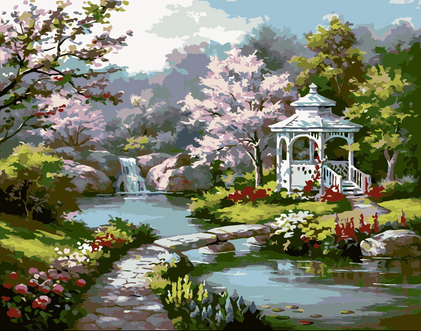 Paint by Numbers Set, 40x50 cm, for DIY Acrylic Painting - Chinese Spring, MS8554