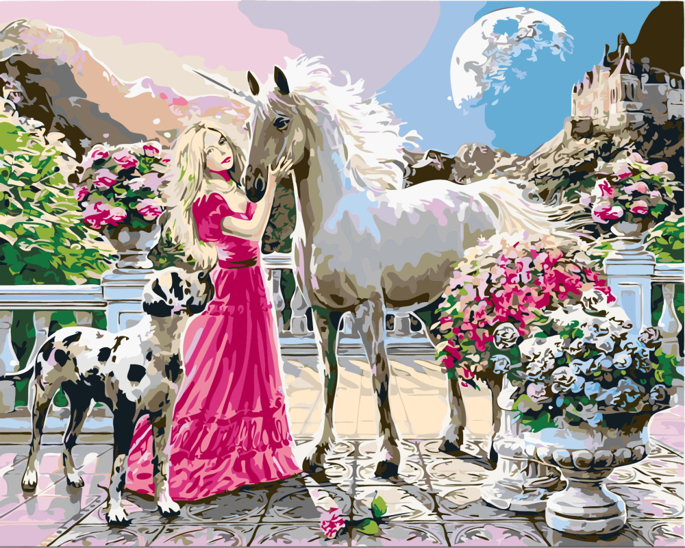 Paint by Numbers Kit, 40x50 cm, for DIY Acrylic Painting - Tale of the Unicorn, MS9070
