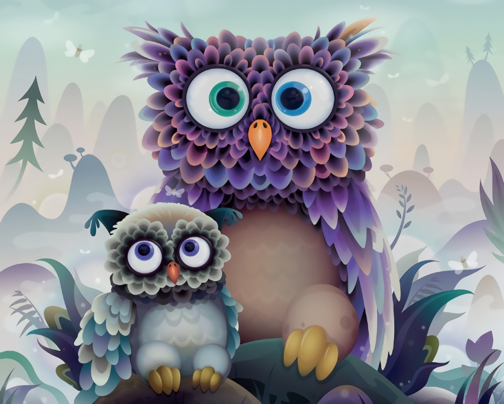 Paint by Numbers Kit, 30x40 cm - Fun Owls BFB0141