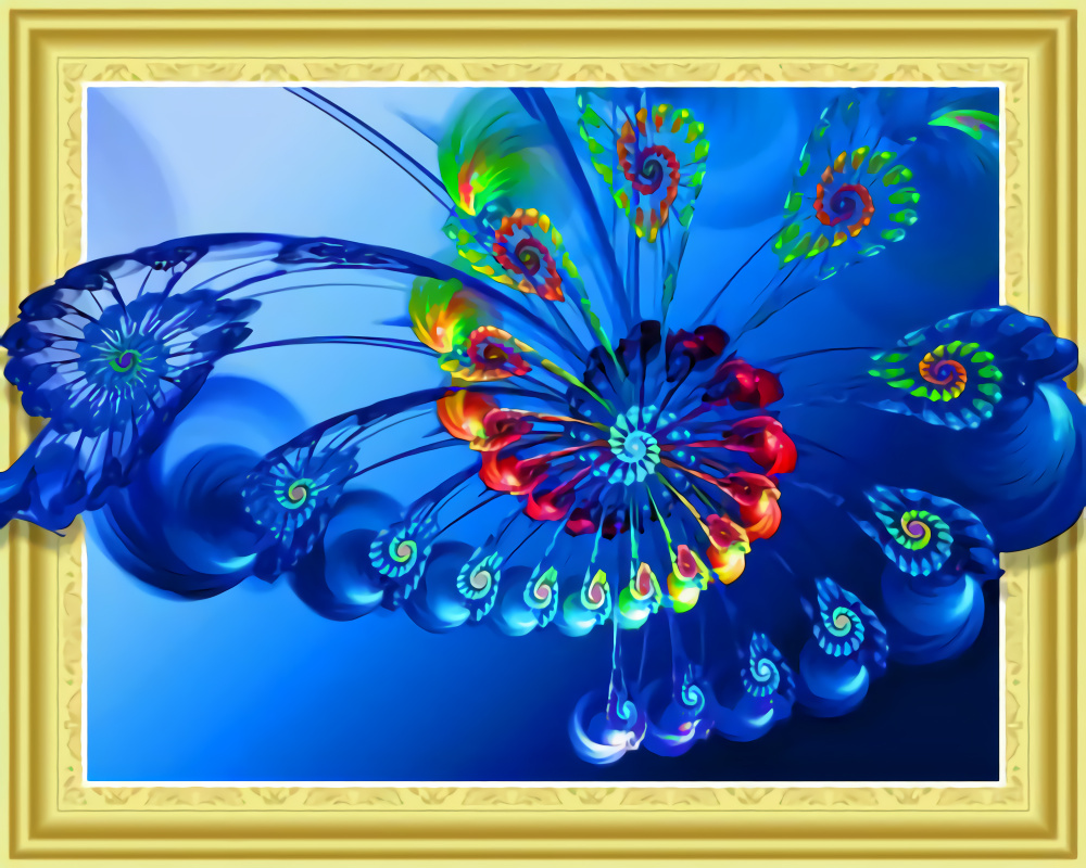 5D Diamond Painting, 30x40 cm, with Round Diamonds, Full Coverage with Frame - Blue Abstract LT0115