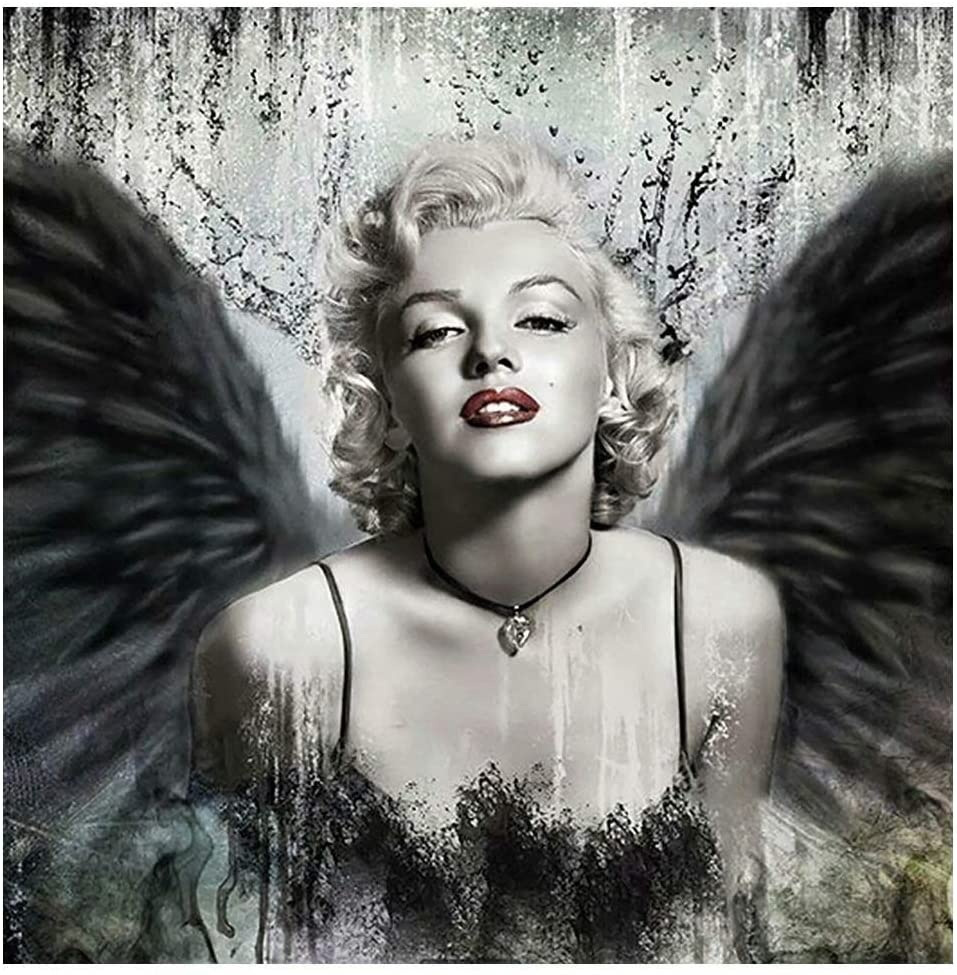 Diamond tapestry, 30x40 cm, fully adorned with round diamonds and framed - "Marilyn Monroe" YSG0439.  