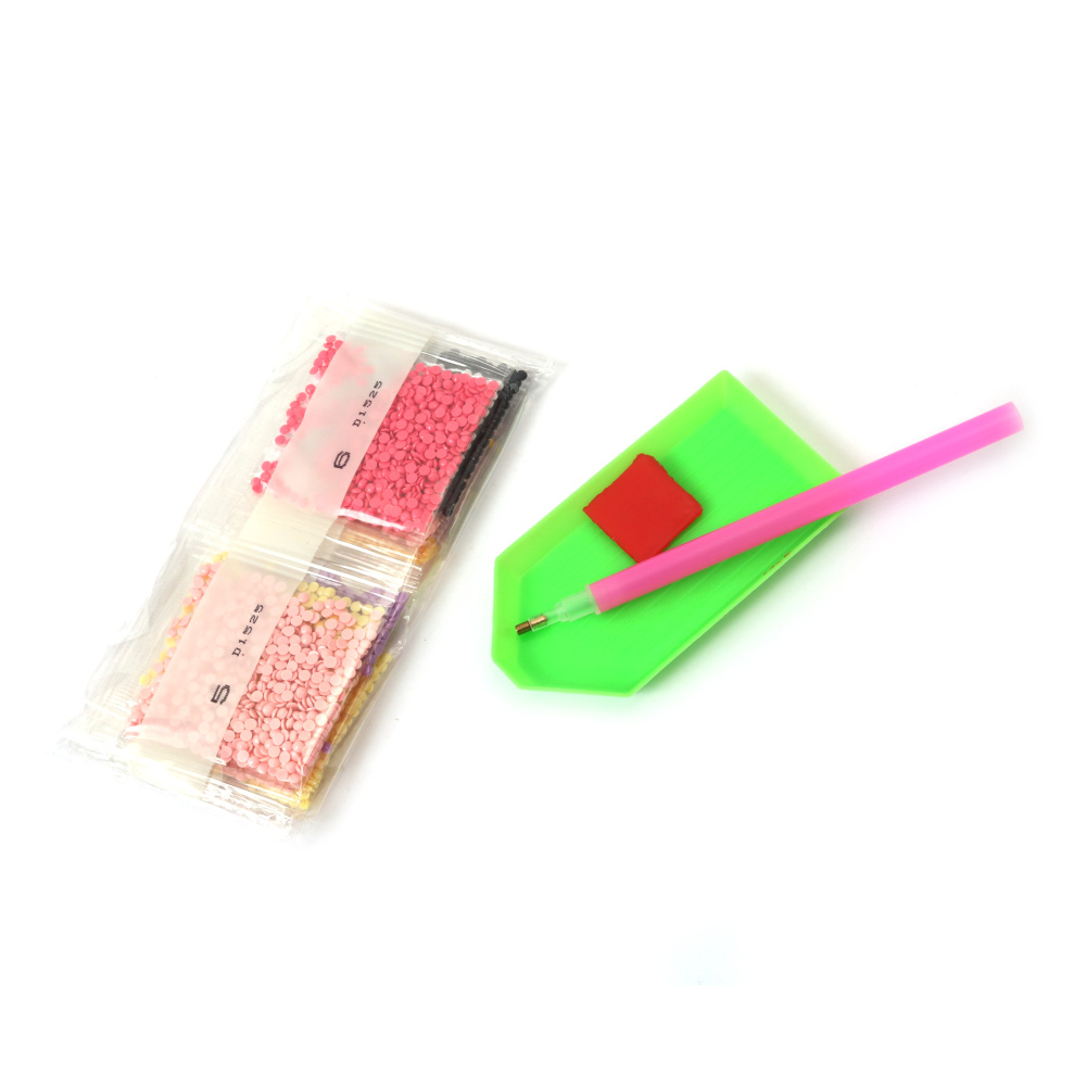 Broderie cu diamante pentru copii, 18x18 cm, diamante rotunde, acoperire completă, cu ramă din plastic - D1525