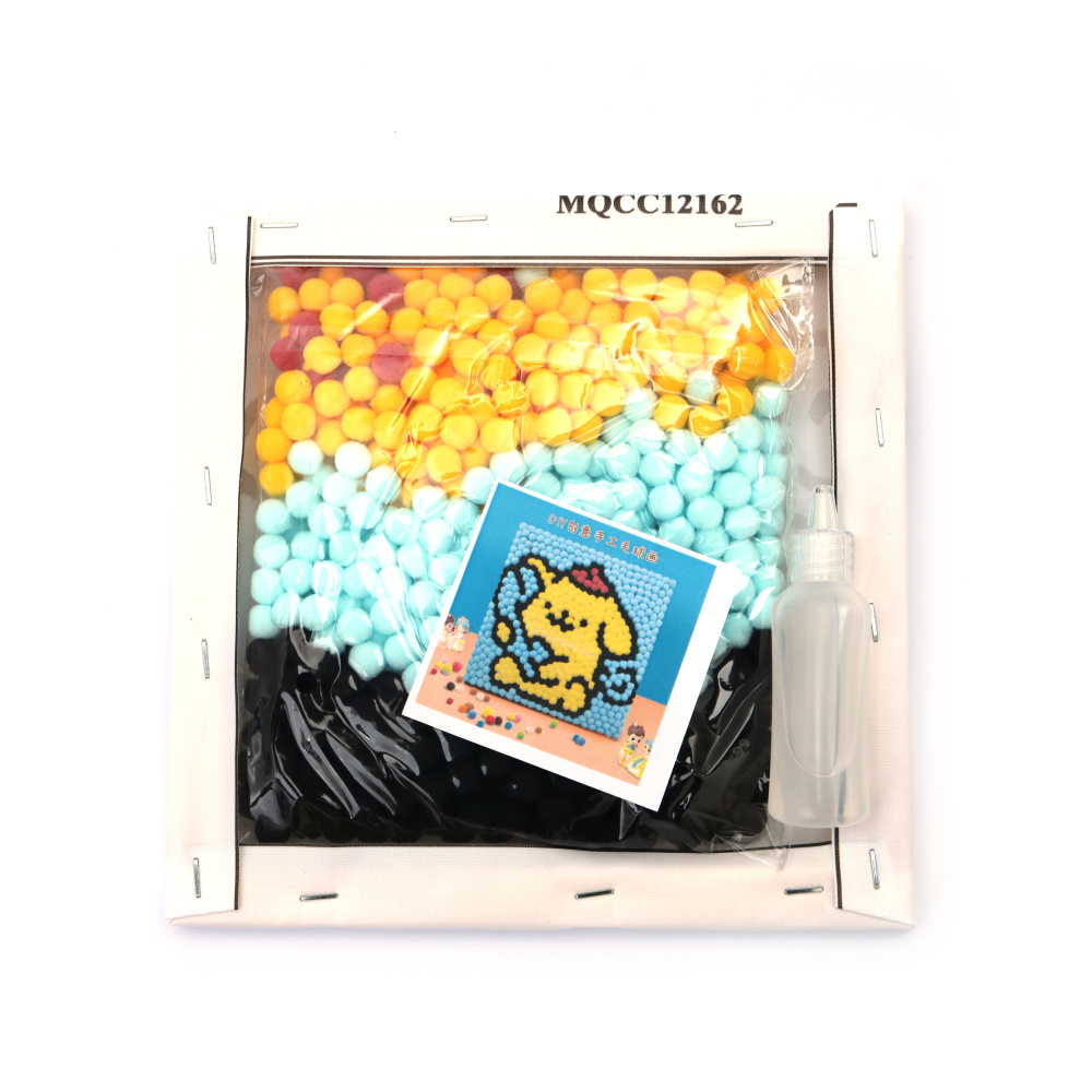 Set creativ pentru copii cu pompoane 20x20 cm - MQCC12162