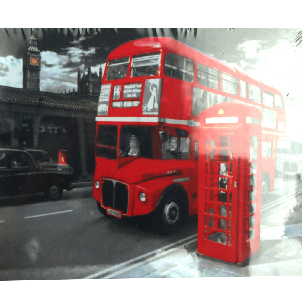 Tapiserie cu diamante 30x40cm cu diamante rotunde cu cadru - London Bus GLD60628