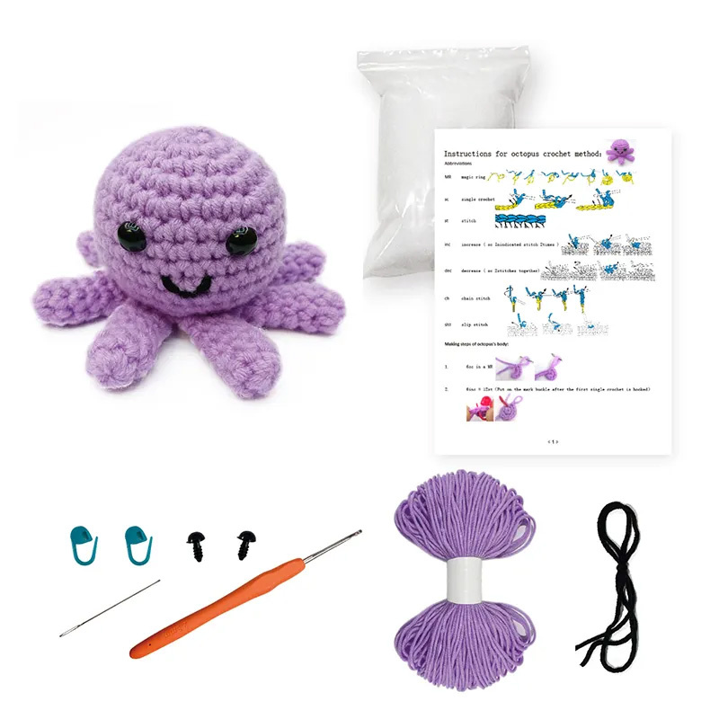 Творчески комплект АМИГУРУМИ  за плетене на една кука- октопод