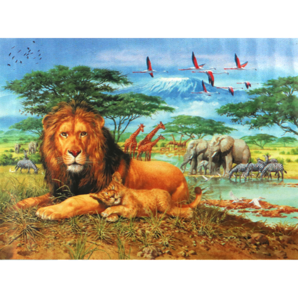 Broderie cu diamante 21x25 cm diamante rotunde lipire parțială -În junglă YSA4204