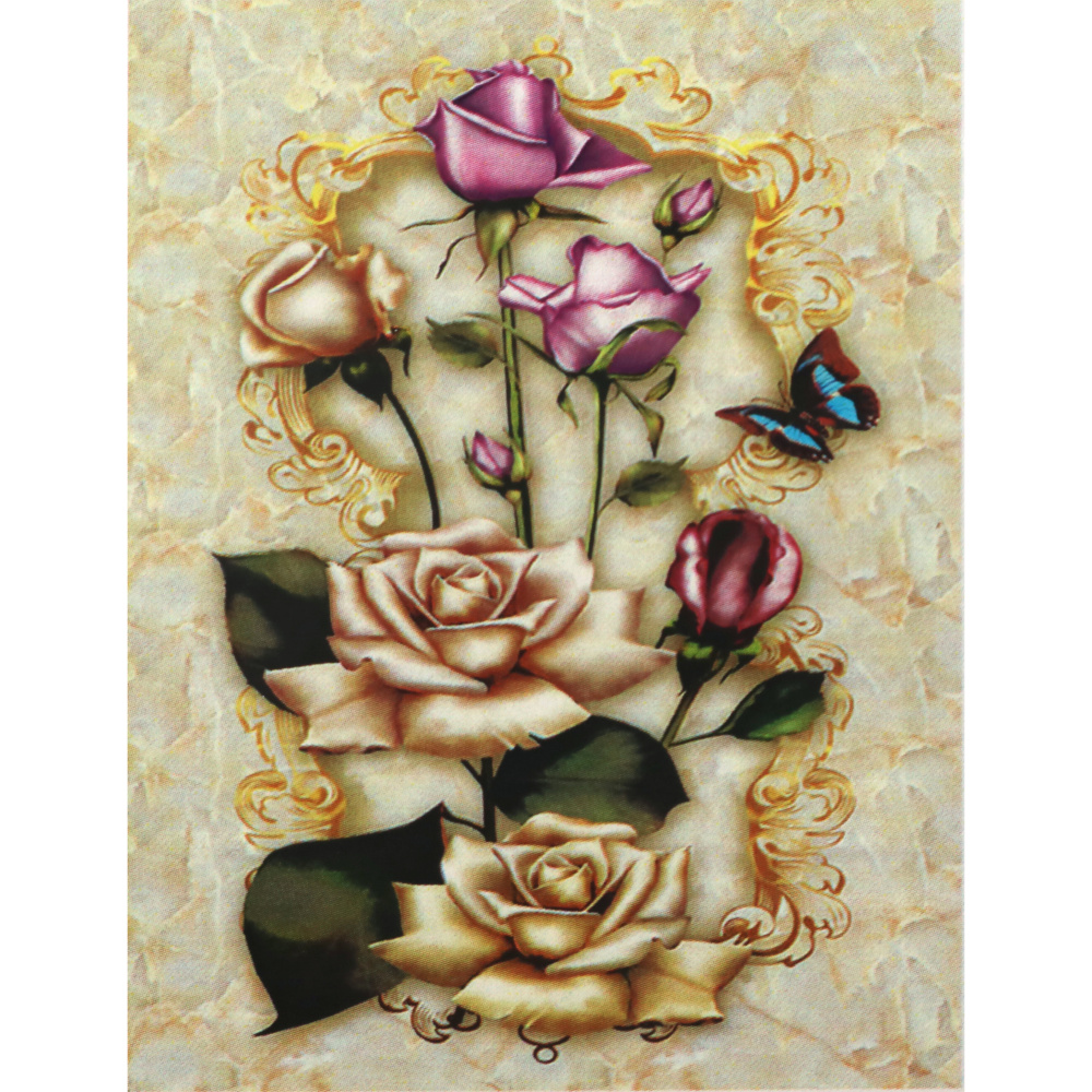 Tapiserie cu diamante 21x25 cm suprapunere parțială cu diamante rotunde -Trandafiri de lux YSA2326