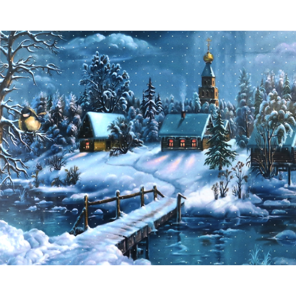 Комплект рисуване по номера 30x40 см -Мост към зимата - KTL023
