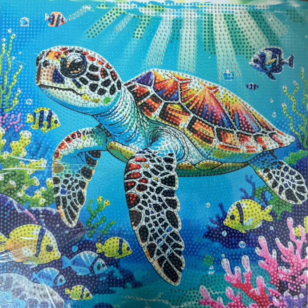 Pictură cu diamante fermecătoare, 20x20 cm, diamante rotunde – acoperire parțială „Țestoasă” MKX17350