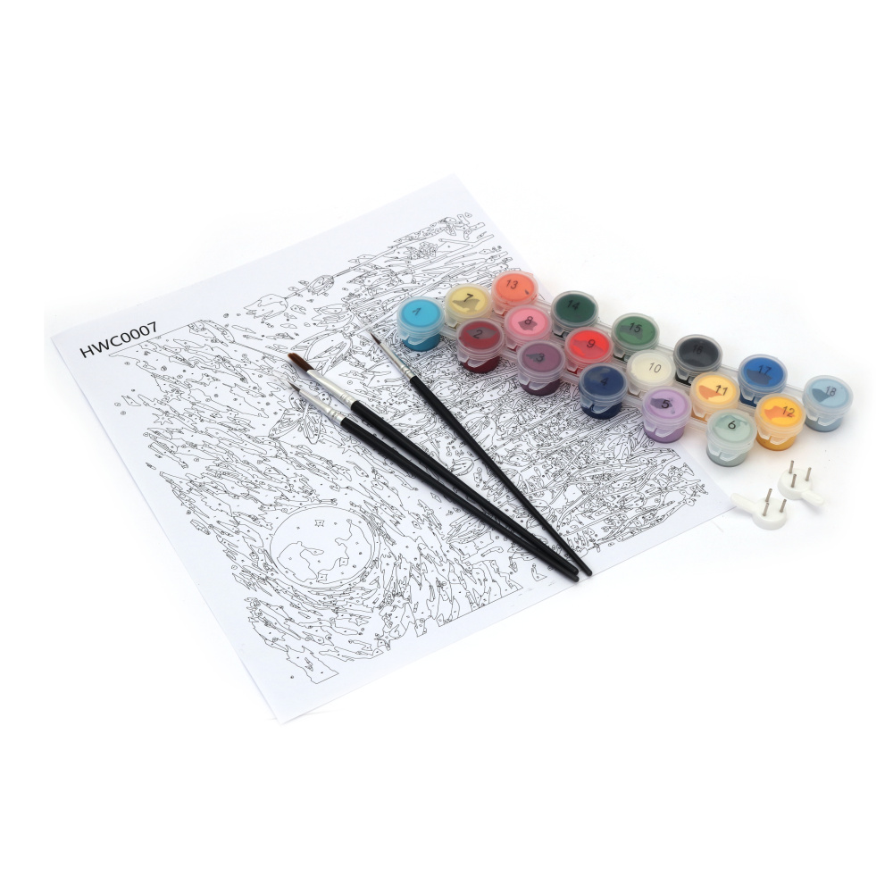 Charming Cat Paint by Numbers Set 30x30 cm on Black Background – Perfect for Pet and Art Lovers HWC0004