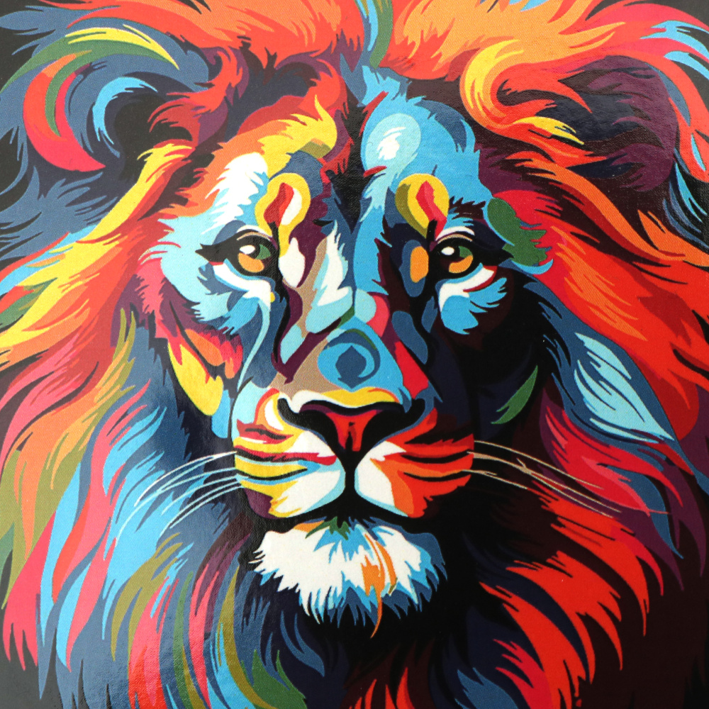 Set Pictură pe Numere Majestic 30x30 cm, pe fundal negru – „Leu”, HWC0020