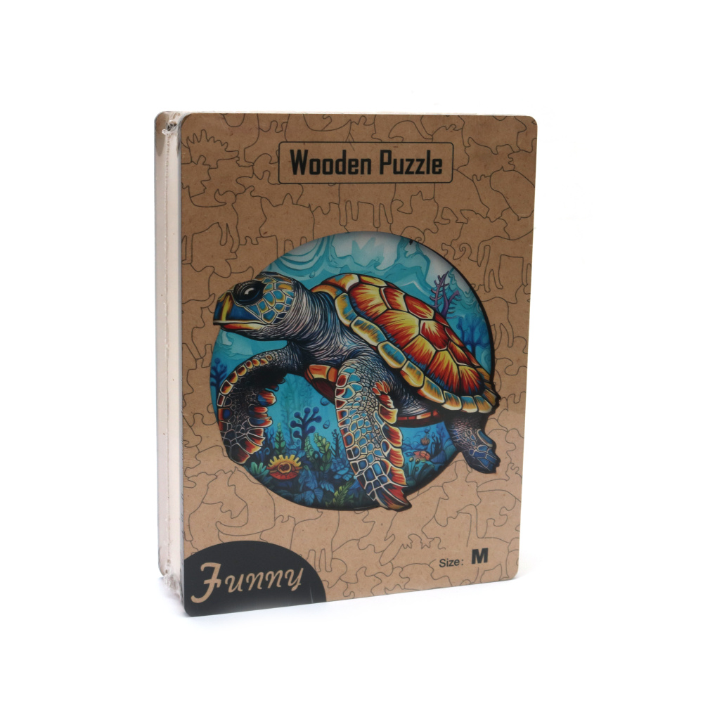Adorable Turtle Wooden Puzzle in Box Size M – Perfect for Kids, Family Fun and Nature Lovers