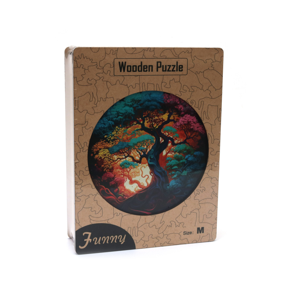 Beautiful Tree Wooden Puzzle in Box Size M – Perfect for Kids, Family Fun and Nature Art Lovers