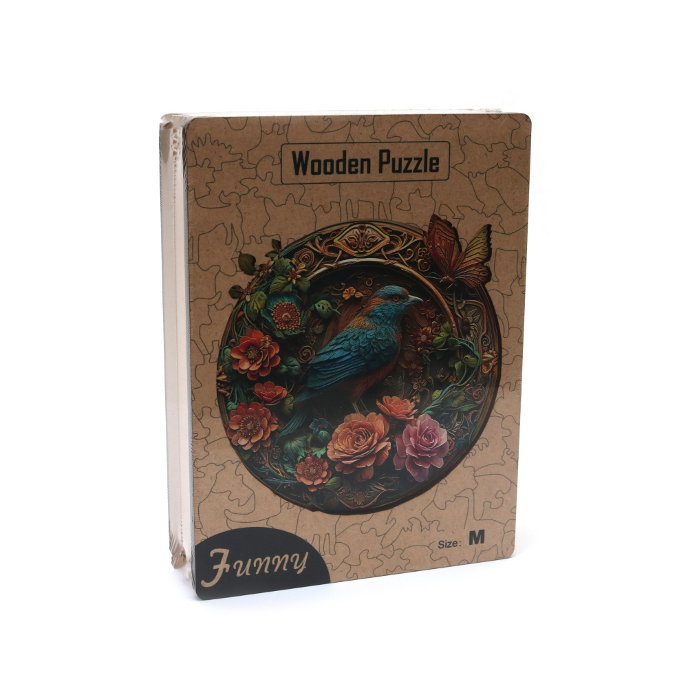 Graceful Bird Wooden Puzzle in Box Size M – Perfect for Kids, Family Fun and Nature Art Lovers