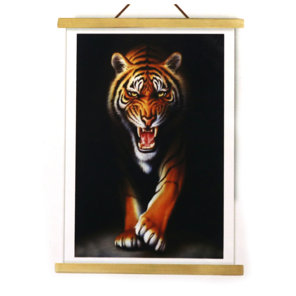 Bestia - Pictură cu diamante 40x50 cm, diamante rotunde, acoperire completă, cu ramă parțială - ideală pentru artă fantasy și decor interior îndrăzneț JSFH70999
