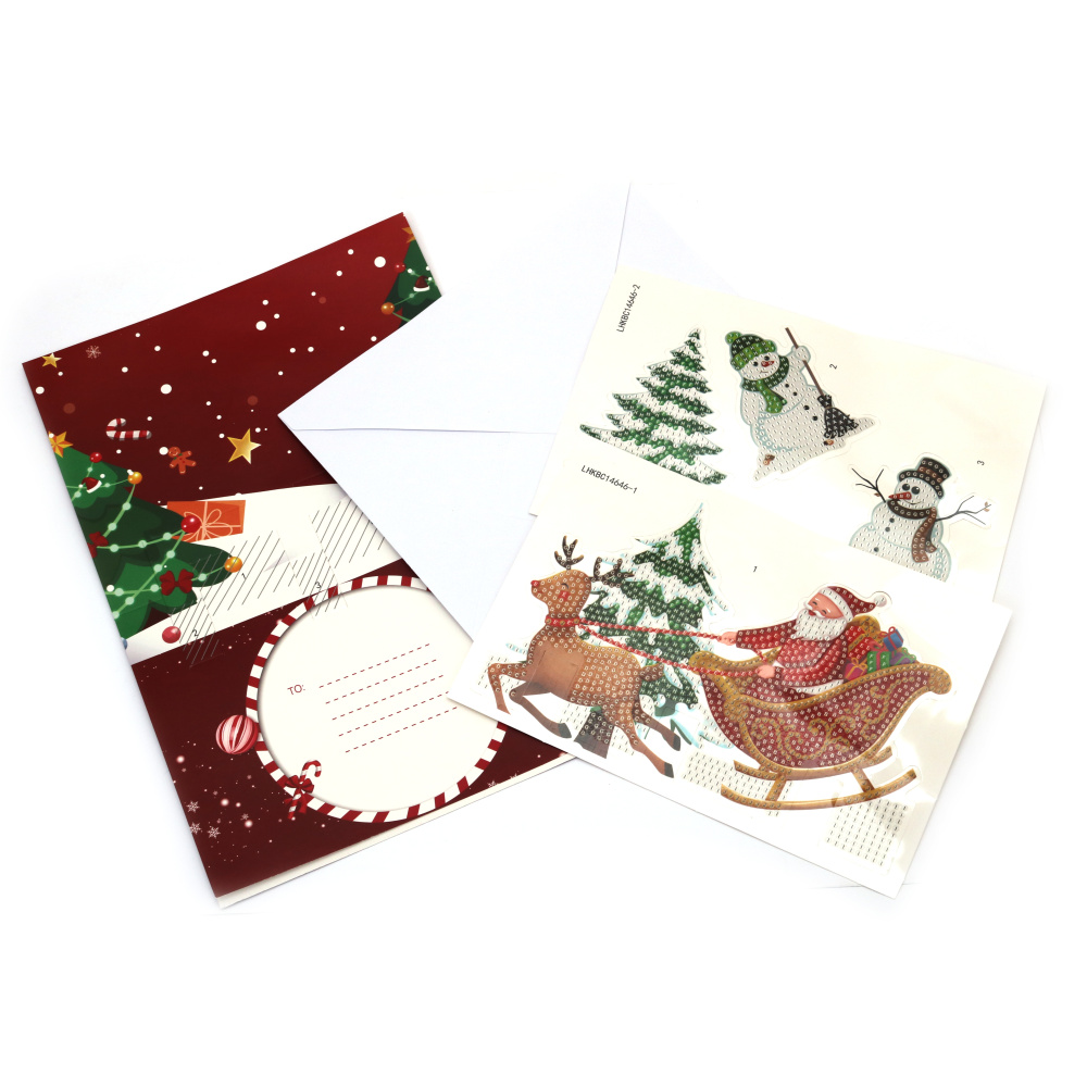 Căsuțe de Crăciun adorabile cu pinguin și vulpe – Felicitare de Crăciun diamantată 3D, 13x18 cm – Perfectă pentru urări de sărbători și cadouri de iarnă LHKBC14647