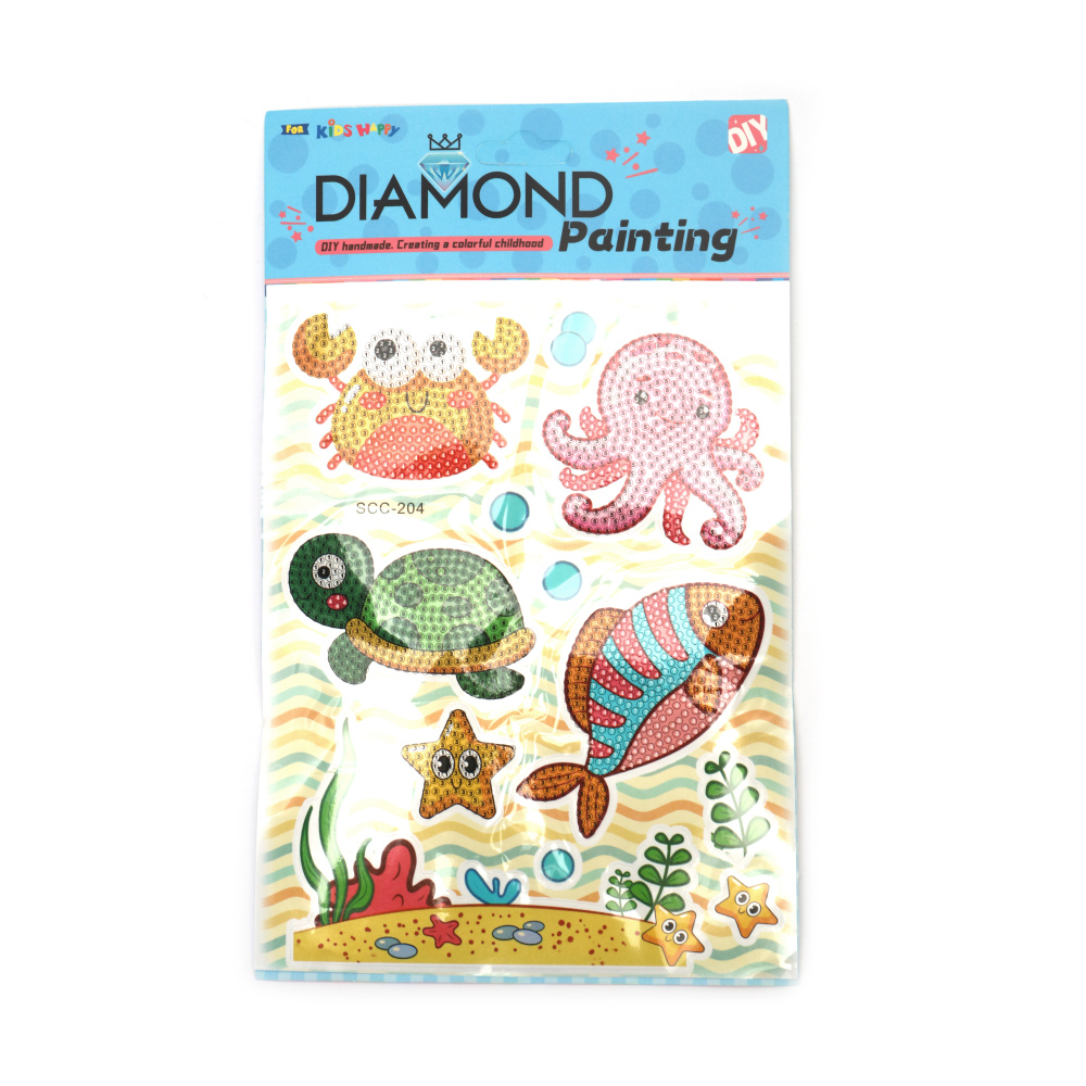 Set de pictură cu diamante cu stickere colorate cu creaturi din adâncul mării – perfect pentru copii, artă marină și activități creative DIY, SCC204