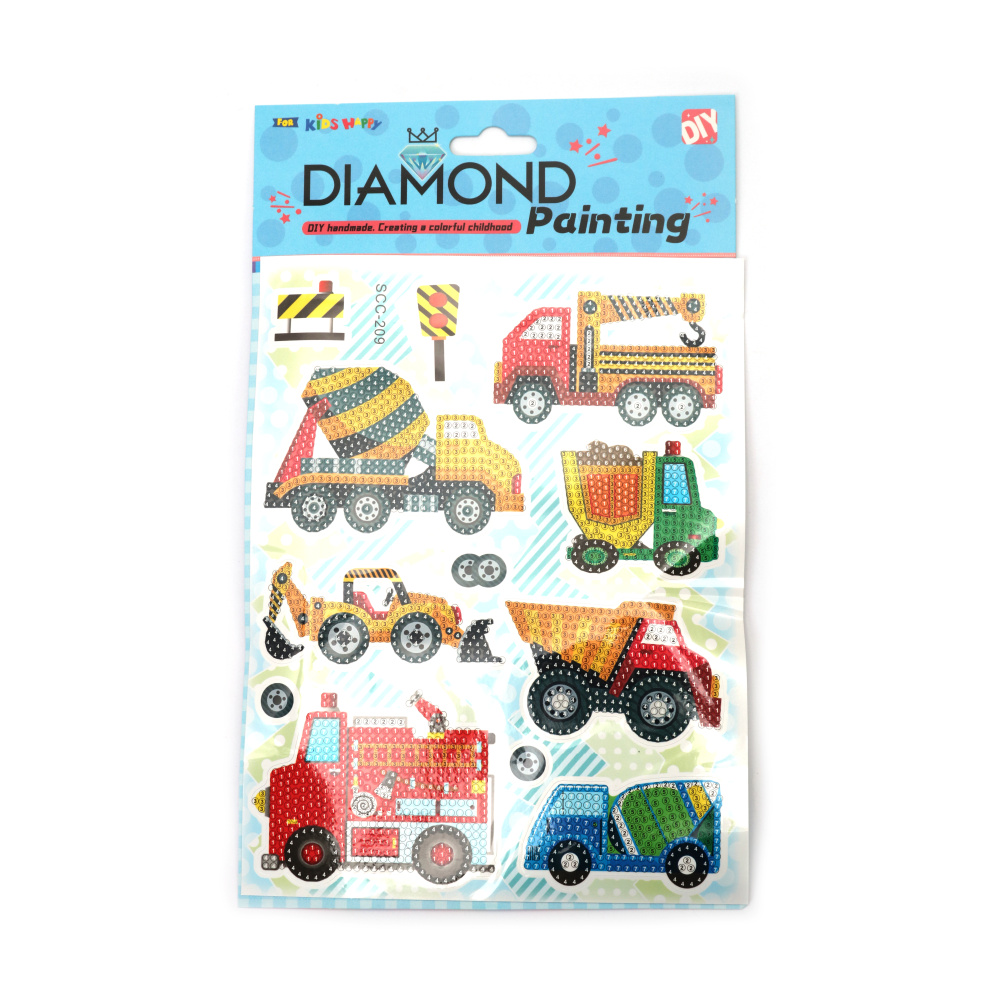 Kit Pictură cu Diamante Autocolante Camioane Cool – Perfect pentru Copii, Artă cu Vehicule și Hobby Creativ SCC209
